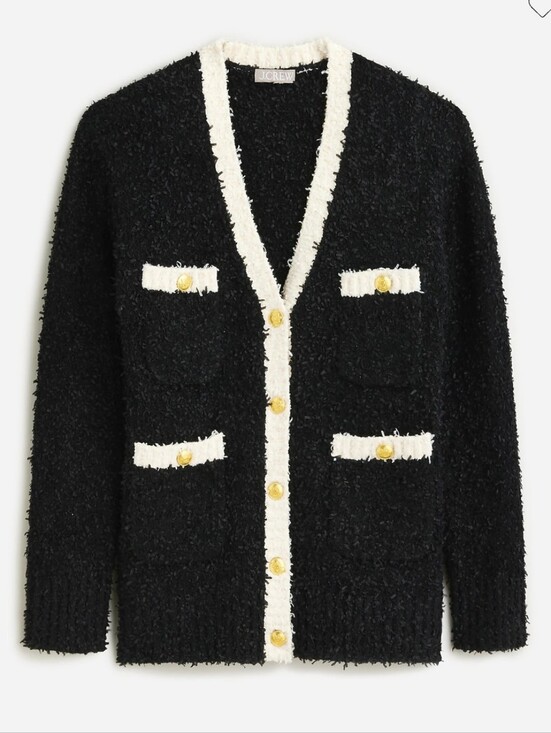 J. Crew Jackets & Blazers - NWT J CREW Longer sweater lady jacket in textured contrast yarn, Gold Buttons, L